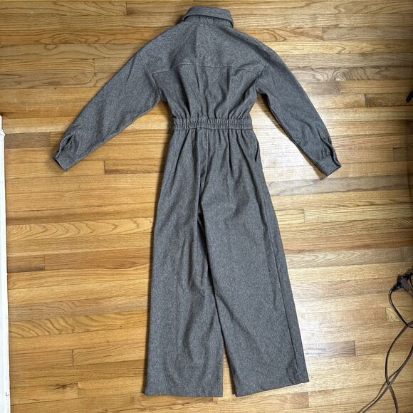 Cider Collar Cinched Waist Jumpsuit XS Tan Houndstooth Pleated NWT - Picture 8 of 10